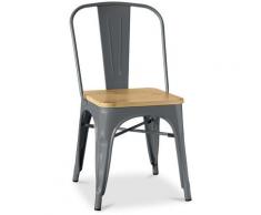 Sedia Tolix Quadrati in Legno Pauchard Style - Metallo Grigio scuro