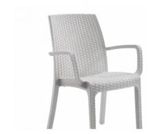 Sedia Poltrona Indiana in polipropilene rattan impilabile bianco