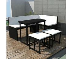 Nova - Set da Giardino da 5 pz con Tavolo Pieghevole in Acciaio e Polyrattan vari colori colore :