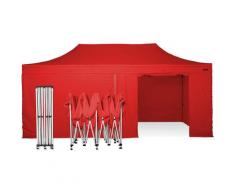 Gazebo automatico rapido 3x6 in acciaio gambo 40mm con laterali pieghevole - ROSSO