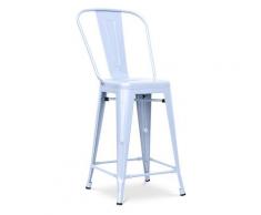 Sgabello da bar Tolix quadrati con schienale Pauchard Style - 60cm Grigio blu