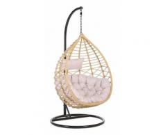 Poltrona sospesa in rattan beige con piedistallo ARSITA