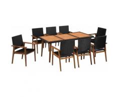 Set da Pranzo da Giardino 9 pz in Polyrattan Nero e Marrone