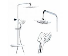 Colonna doccia attrezzata 010 ottone cromato termostatica 2 funzioni soffione doccetta quadro ***