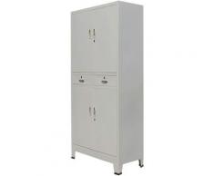 Armadio per Ufficio con 4 Ante Acciaio 90x40x180 cm Grigio