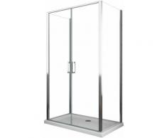 Porta battente Saloon + 2 lati fissi box doccia 6 mm cromo 2 FISSE 77,5-80 + SALOON 67-70