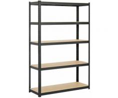 Scaffale/Scaffalatura Garage Magazzino in Acciaio e Legno MDF a 5 Ripiani Regolabili 120 x 45 x 180