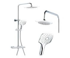 Colonna doccia attrezzata 010 ottone cromato termostatica 2 funzioni soffione doccetta quadro ***