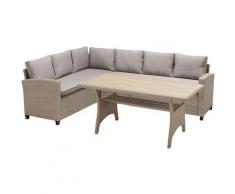 Set da Giardino Divano Angolare e Tavolo da Pranzo Chillvert Torino in Acciaio e Rattan Sintetico