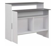 Tavolo da Bar a 2 Livelli Bianco e Grigio 130x40x120 cm