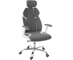 Poltrona sedia da ufficio ergonomica girevole HWC-F12 tessuto ecopelle ~ grigio bianco