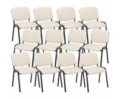 Set 12 Sedie Ufficio Visitatore Ken Imbottite In Similpelle Crema