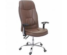 Poltrona sedia da ufficio ergonomica girevole HWC-F14 ecopelle marrone