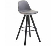 Sgabello Franklin in polipropilene e similpelle gambe quadrate Grigio Nero