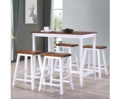 Set Tavolo da Bar e Sgabelli 5 pz in Legno Massello
