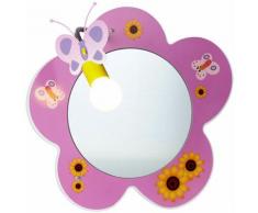 Lampada da specchio a parete per bambini, lampada per bambina, design floreale, rosa in un set con