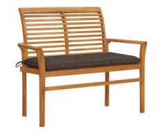 Panca da Giardino e Cuscino Grigio Talpa 112 cm Massello Teak - Marrone - Vidaxl