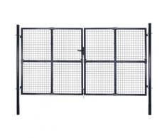 Cancello per Giardino Rete in Acciaio Zincato 289x150 cm Grigio