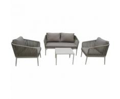 Set Salotto Da Giardino In Alluminio E Corda Divano 2 Poltrone E Tavolino Vizzoni Boheme