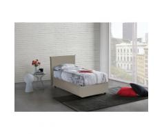 Letto Anna singolo con contenitore, Made in Italy, in ecopelle, cm 80x200, con apertura Frontale,