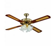 Ventilatore Da Soffitto 4 Pale E 4 Lampade Ø130 Cm 3 Velocità Bauer Old America