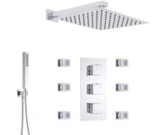 Kit Doccia Completo con Miscelatore Termostatico Doccia Incasso a Tre Vie e Soffione Ultrapiatto