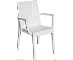 10 Poltrone Sedia Resina Siesta Bianco Effetto Rattan Per Terrazzi Bar