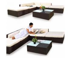 suite lounge suite poltrona divano mobili da giardino marrone 16 pz PolyRattan