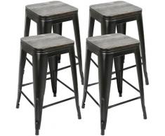Sgabello alto,seggiolone con seduta,un set di 4 pcs,nero,76,5 * 42,5 * 42,5 cm