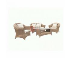 DFL - Set giardino in polyrattan 'calliope' beige salottino poltrone tavolo sofa'