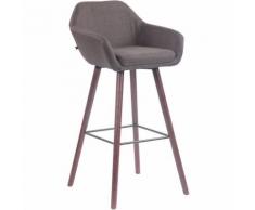 Sedia Alta da Bar Adelaide in Tessuto Grigio scuro Noce