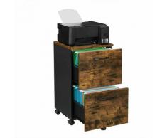 Songmics - VASAGLE Schedario con 2 Cassetti, Armadietto da Ufficio con Rotelle, per Documenti A4 e