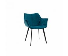 Sedia design in tessuto petrolio e piedi metallo nero VOLO