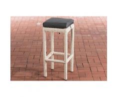 Sgabello polyrattan Alia con imbottitura Tondo/bianco perla Antracite