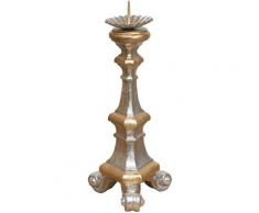 Candelabro Candeliere Porta Candele da Appoggio in Legno Decorato 1 Braccio