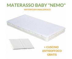 EVERGREENWEB - Materasso Lettino o Culla per Bambini alto 10 cm + Cuscino ANTISOFFOCO GRATIS con