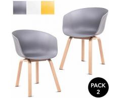 Pack 2 sedie da pranzo grigio da sala da pranzo cucina a tulipano design nordico con braccioli