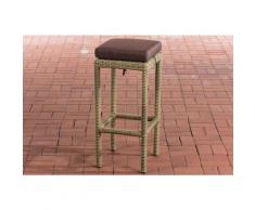 Sgabello polyrattan Alia con imbottitura Tondo/natura Marrone terra