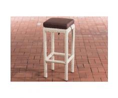 Sgabello polyrattan Alia con imbottitura Tondo/bianco perla Marrone terra