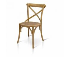 Samitech sedia felix in legno effetto invecchiato vintage, con seduta in rattan naturale, sedia x 4