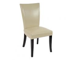 Mendler - Set 6x sedie Chesterfield ecopelle sala pranzo 62x50x93cm avorio piedi scuri