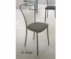 Bricoshop24 - 4 Sedie in Metallo Grigio da Cucina Ecopelle Imbottita Moderna Sala da Pranzo