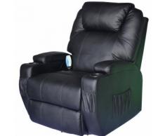 Poltrona relax massaggiante riscaldabile in ecopelle nero