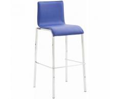 Sgabello bar KADO in similpelle liscia gambe quadrate Blu Metallo cromato