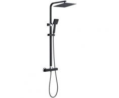 Colonna Doccia con Miscelatore Termostatico Nero, Sistema Doccia Antiscottatura, Soffione a 24.8cm