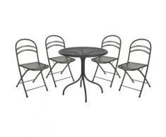 Set Tavolo Tondo E 4 Sedie Da Giardino In Acciaio Pasotti Flipper Antracite