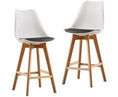 2 Sgabello da Bar Sedia Alta Cucina Ristorante con Schienale Poggiapiedi Ecopelle Legno Moderno
