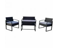 Set Da Giardino Divano Poltrone E Tavolino In Polyrattan Becker Levanto Nero