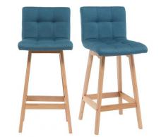 Sgabello da bar legno e Blu anatra65cm gruppo di 2 KLARIS