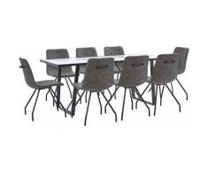 Set Sala da Pranzo 9 pz in Similpelle Marrone Scuro